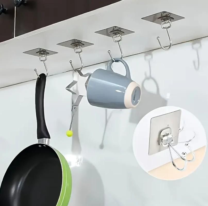 Waterproof & Rustproof Adhesive Hooks for Bathroom & Kitchen