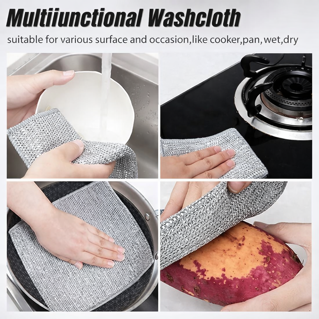 Multifunctional Stainless Steel Washcloth for Kitchen Cleaning