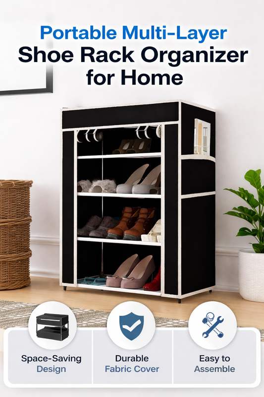 Premium Portable Shoe Rack with Dust-Proof Fabric Cover