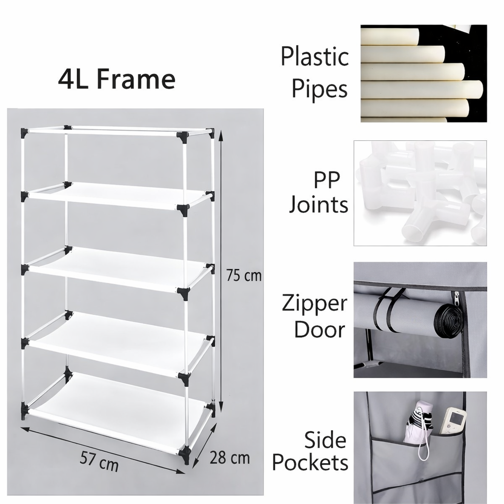 Premium Portable Shoe Rack with Dust-Proof Fabric Cover